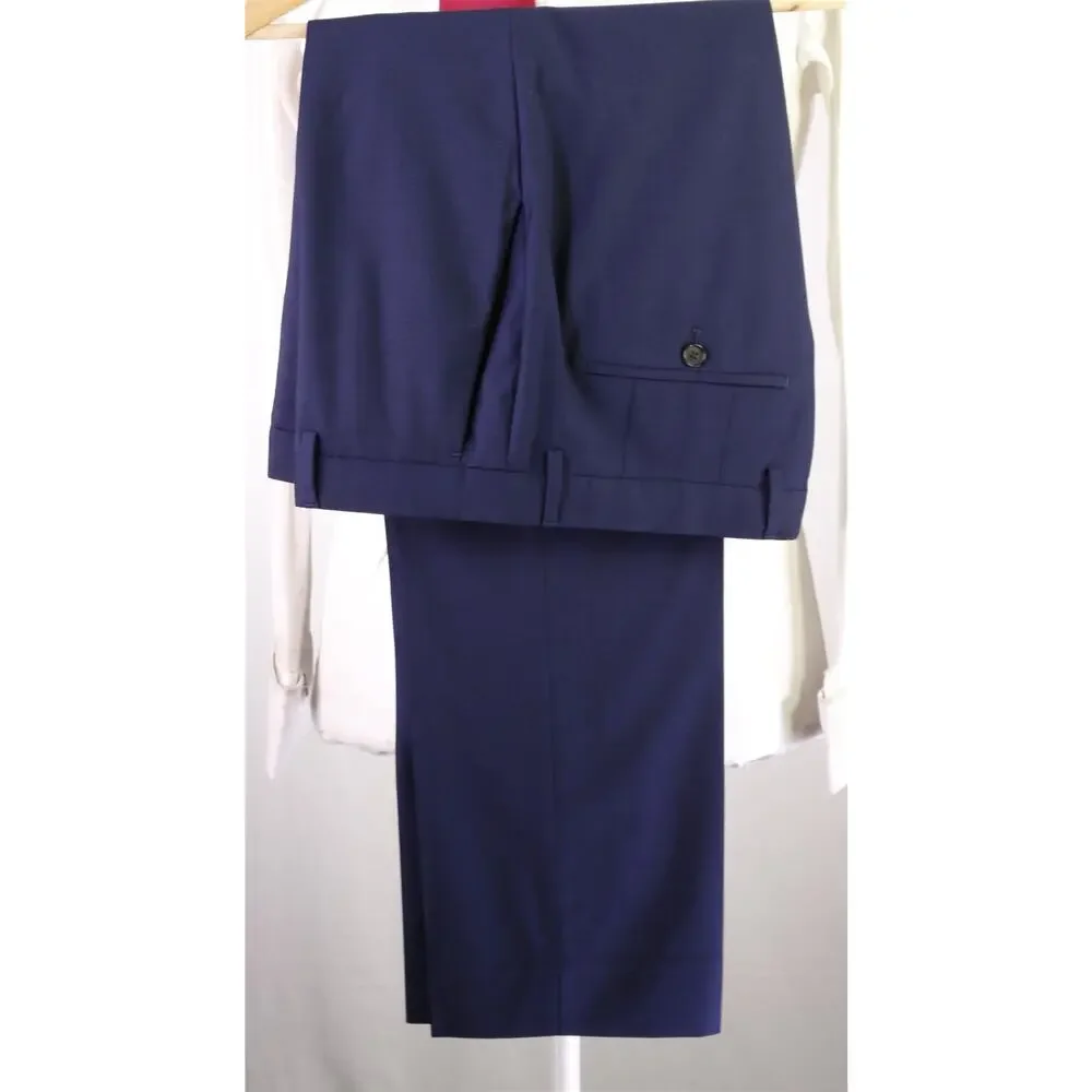 Hugo Boss Huge/Genius Dark Royal Blue Iridescent 2-Btn 110's Wool Suit 40L